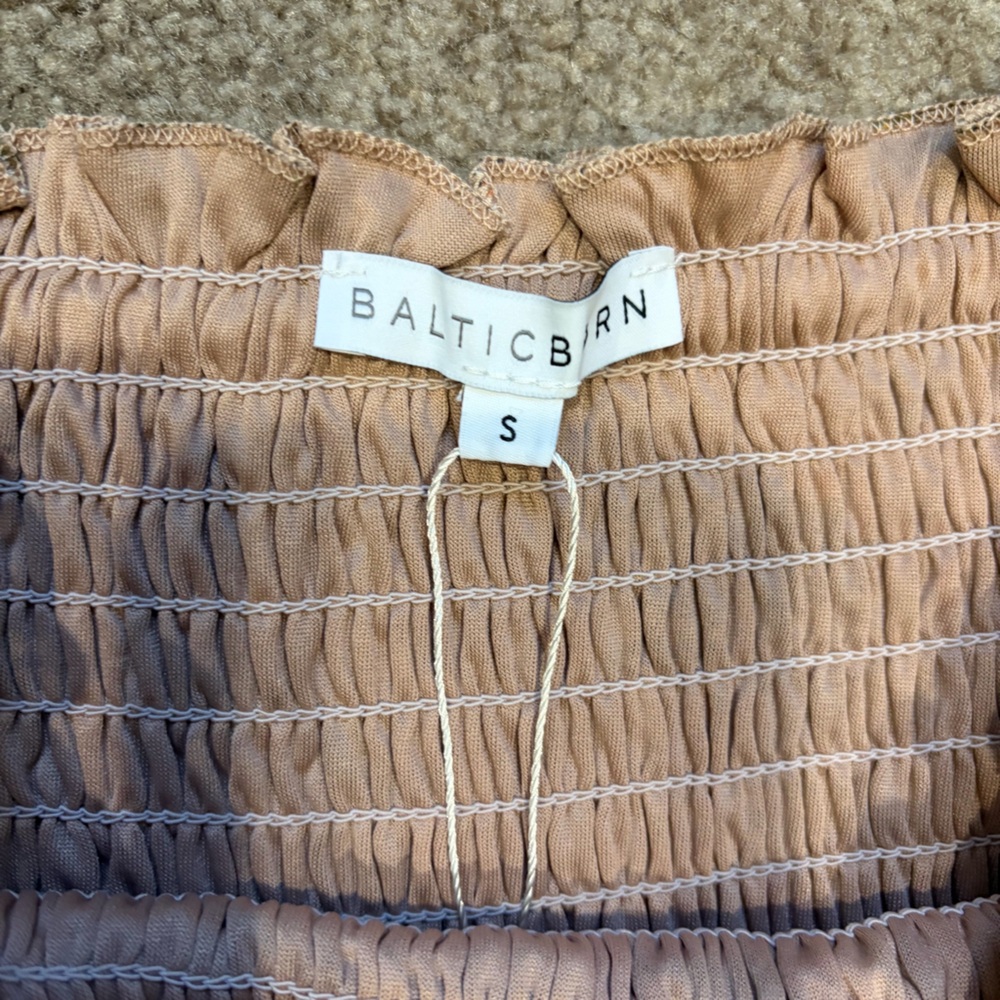 NWT Baltic Born SzSm taupe/peach/gold/floral tiered dress - Picture 7 of 15
